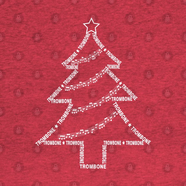 White Trombone Text Christmas Tree by Barthol Graphics